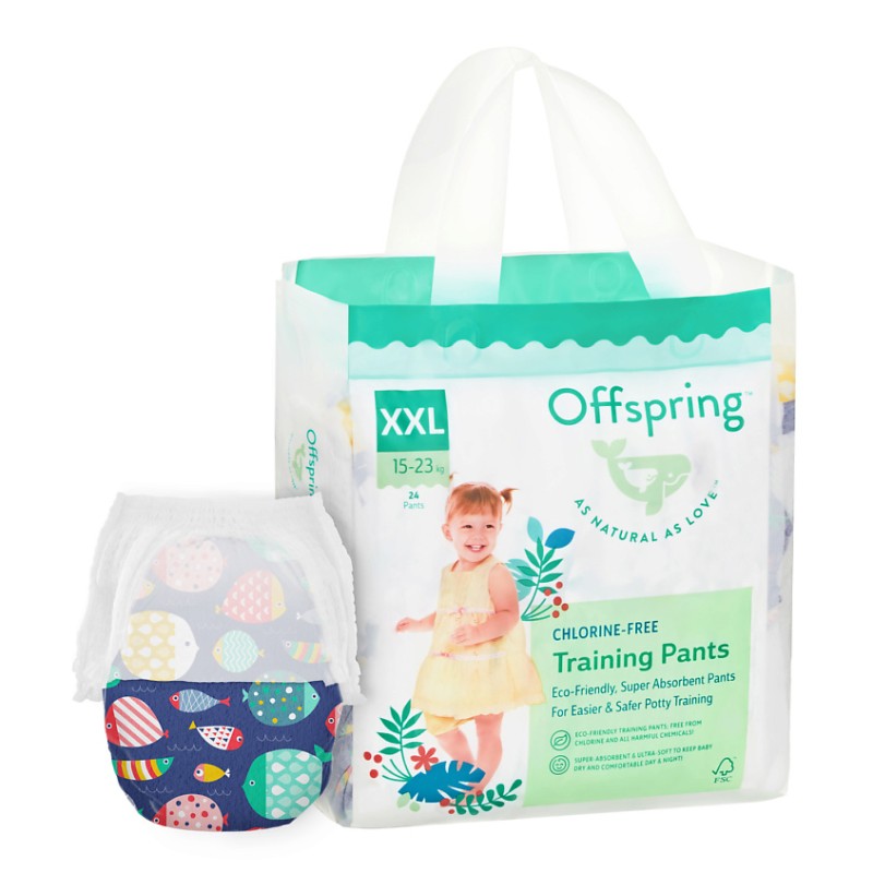 Эко-подгузники-трусики Offspring XXL 15-23 кг 24 шт цвет: рыбки