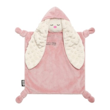 Игрушка мягконабивная комфортер-платочек Зайка пудра 815