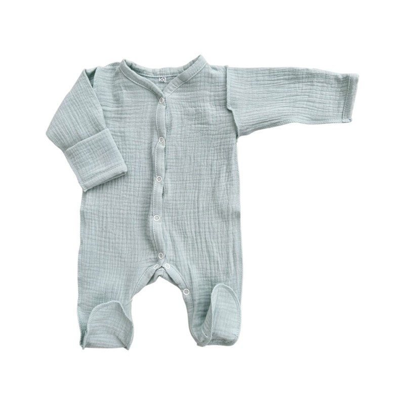Муслиновый слип на кнопках 50-56 см Newborn  цвет: морская волна Т-141