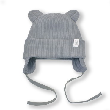 Шапочка из кашкорсе с ушками 36-38 см цвет: серый 6030-13 Шапочка из кашкорсе с ушками 36-38 см цвет: серый 6030-13
