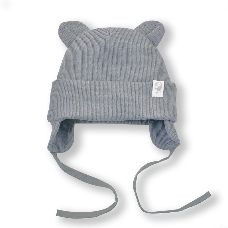 Шапочка из кашкорсе с ушками 36-38 см цвет: серый 6030-13