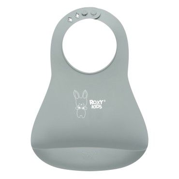 Мягкий нагрудник с карманом для крошек Roxy Kids цвет: серый