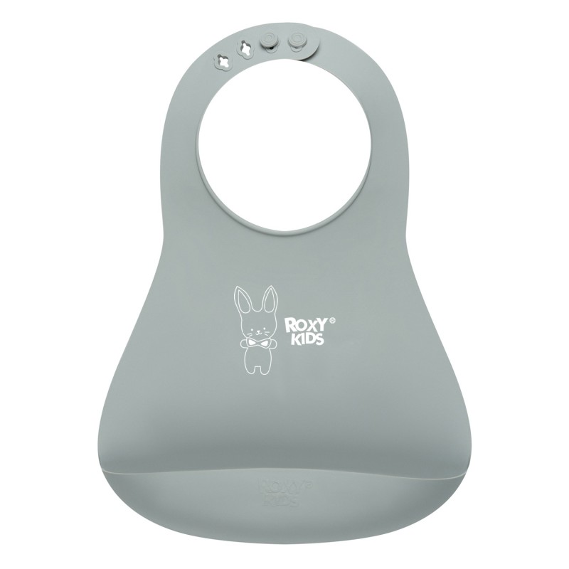 Мягкий нагрудник с карманом для крошек Roxy Kids цвет: серый