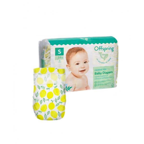 Эко-подгузники Offspring S 3-6 кг 48 шт цвет: лимоны