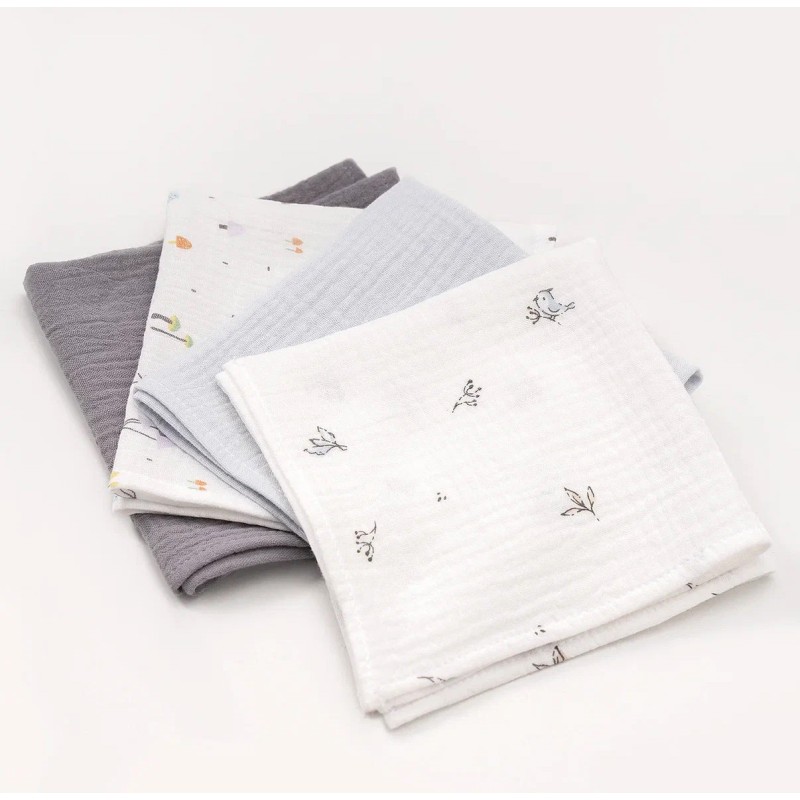 Комплект муслиновых платочков-салфеток 4 шт цвет: Голубой микс КМС.4.29-10