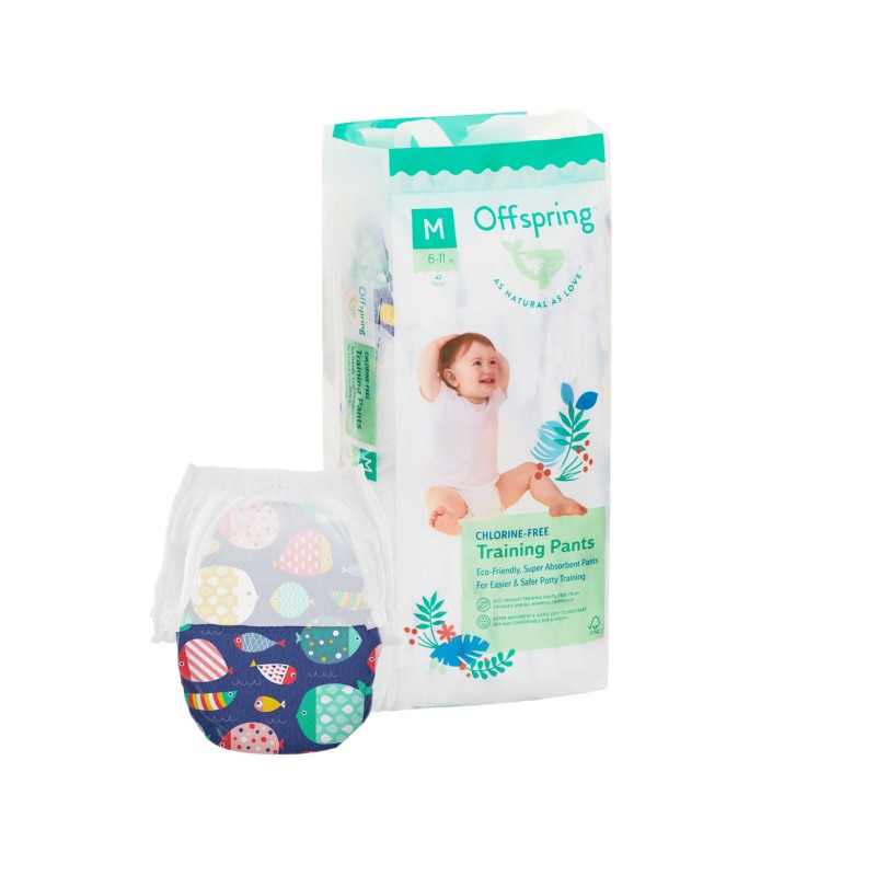 Эко-подгузники-трусики Offspring M 6-11 кг 42 шт цвет: рыбки