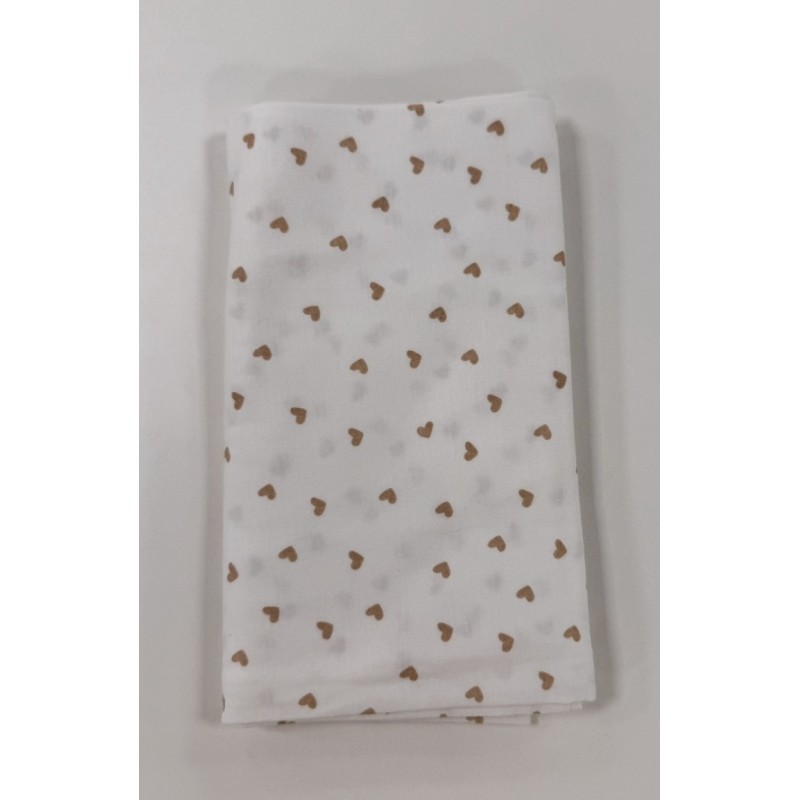 Детская трикотажная пеленка интерлок-пенье 90 х 100 см цвет: сердечки бежевые TE 0115