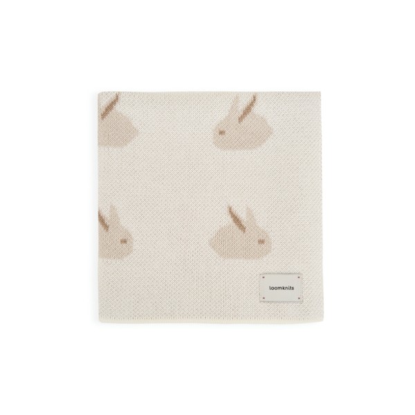 Вязаный детский плед Animal Rabbits 80*120 цвет: кремовый W163-013-80/120