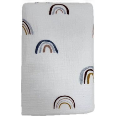 Непромокаемая многоразовая пеленка из муслина 60*90 см цвет: радуга