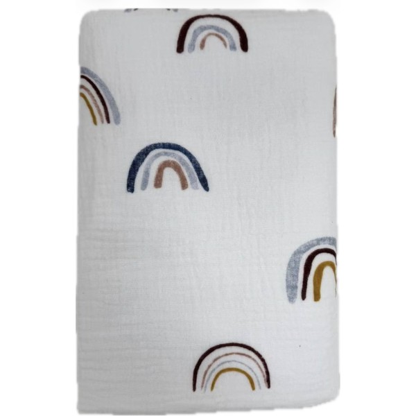 Непромокаемая многоразовая пеленка из муслина 60*90 см цвет: радуга