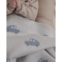Вязаный детский плед Машинки 80*120 см цвет: кремовый LW23-5003-013-80/120