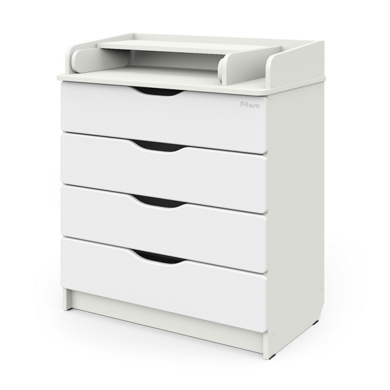 Комод детский пеленальный 4 ящика Pituso Сириус-2 Wood ПВХ цвет: белый премиум 804