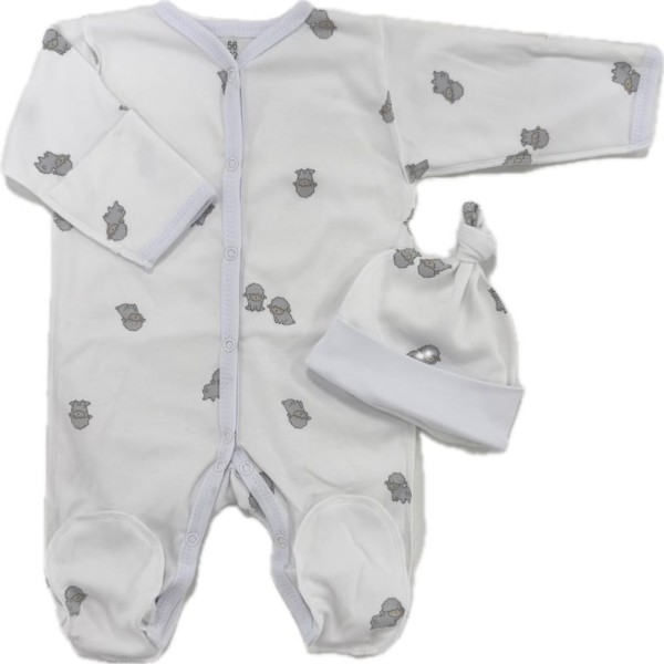 Комплект: Слип на кнопках + шапочка-узелок со швами наружу 56-62 см "Барашки " Т-097