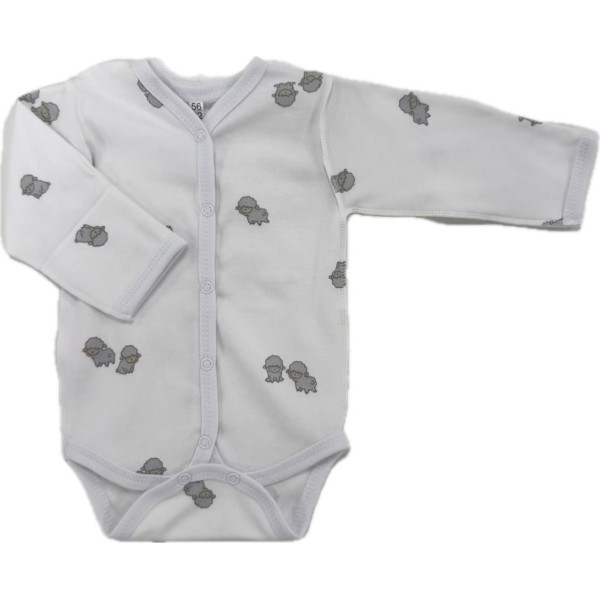 Боди с длинным рукавом на кнопках 56-62 см принт: барашки Т-131