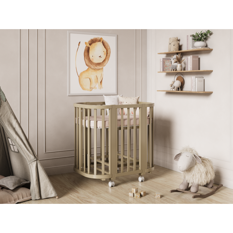 Кроватка-трансформер детская Lunna Sonata с маятником+колеса цвет: кашемир