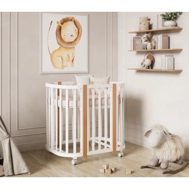 Кроватка-трансформер детская Lunna Sonata с маятником+колеса цвет: белый бук