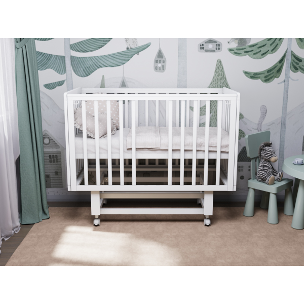 Кроватка детская Lunna Rita с автостенкой, маятником и колесами цвет: белый
