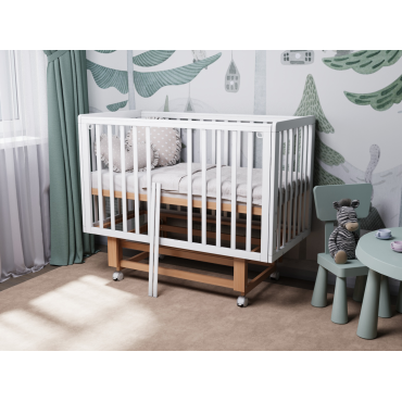 Кроватка детская Lunna Rita Papi Exclusive с автостенкой, маятником и колесами цвет: белый/бук