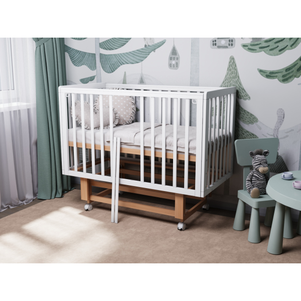 Кроватка детская Lunna Rita Papi Exclusive с автостенкой, маятником и колесами цвет: белый/бук