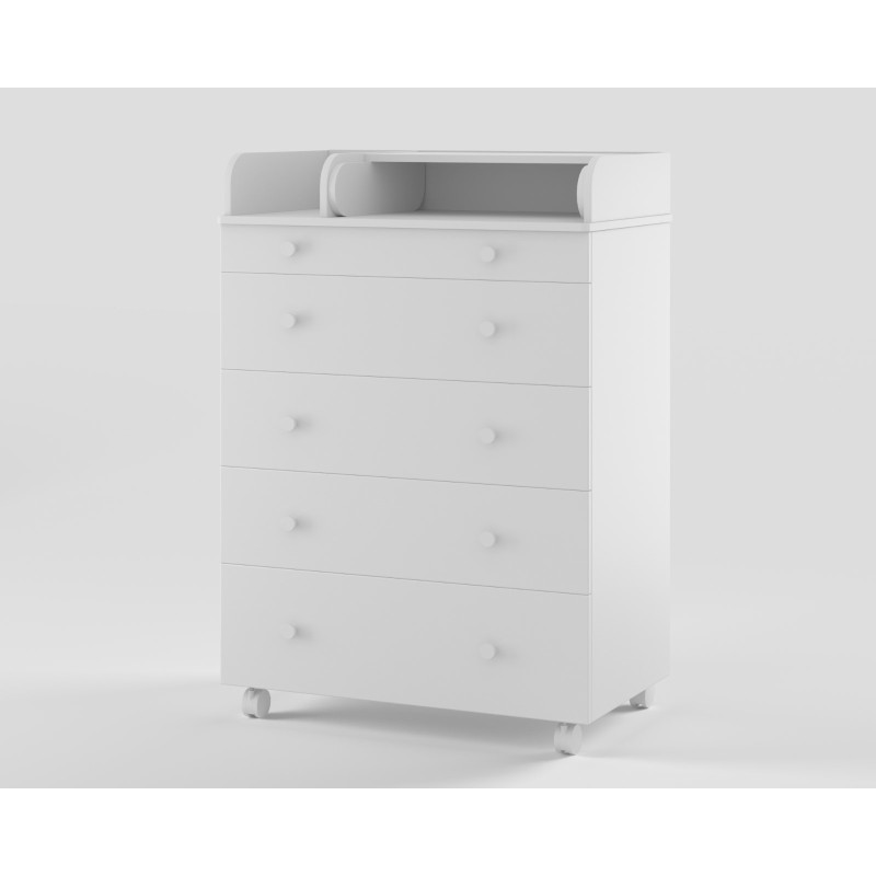Комод пеленальный 5 ящиков Lunna Чарли +пеленальная зона цвет: белый 800/5