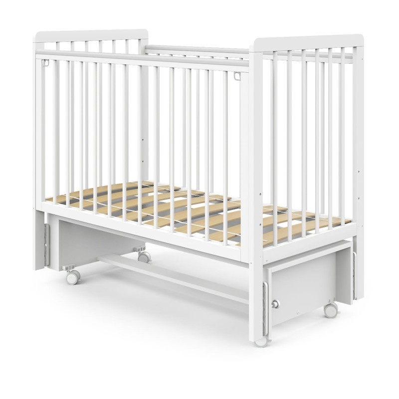 Детская деревянная кроватка Sweet Baby Vita с маятником + быстросъемная стенка  цвет: белая