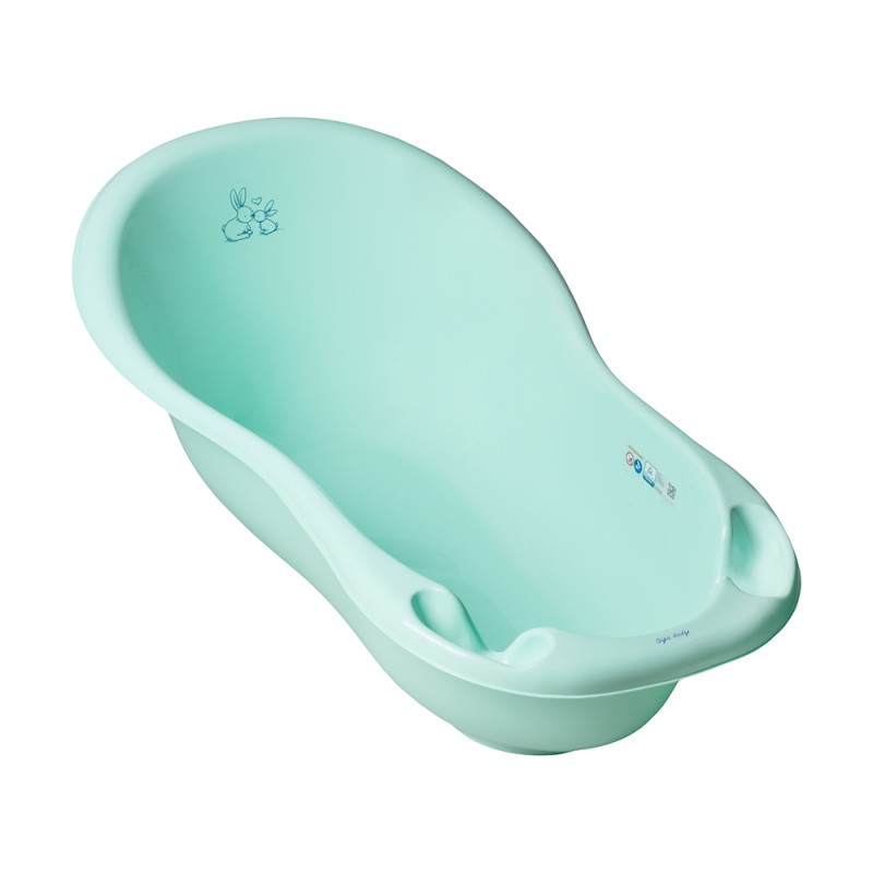 Ванночка для купания с рождения Тега 102см со сливом " Bunnies / Кролики" цвет: мятный KR-005-105
