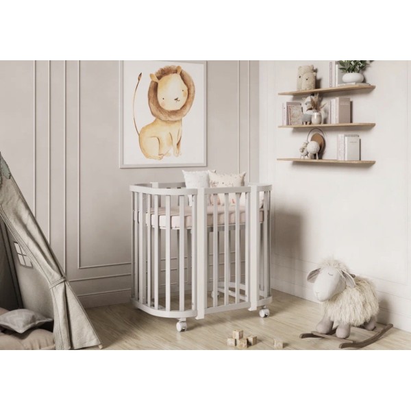 Кроватка-трансформер детская Lunna Sonata с маятником цвет: серый белый