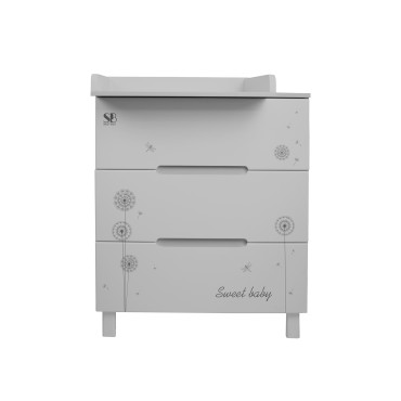 Комод пеленальный Sweet Baby Arte 3 ящика цвет: серый/одуванчик