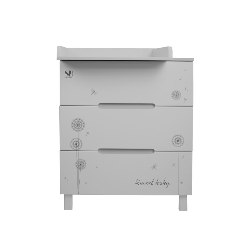 Комод пеленальный Sweet Baby Arte 3 ящика цвет: серый/одуванчик