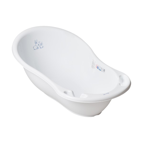 Ванночка для купания с рождения Тега 86 см со сливом " Bunnies / Кролики" цвет: белый KR-004-103