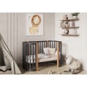 Кроватка-трансформер детская Lunna Sonata с маятником+ колеса цвет: графит/ бук