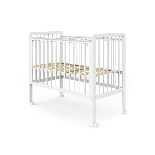 Детская деревянная кроватка Sweet Baby Bella на колесах+ быстросъемная стенка цвет: белая