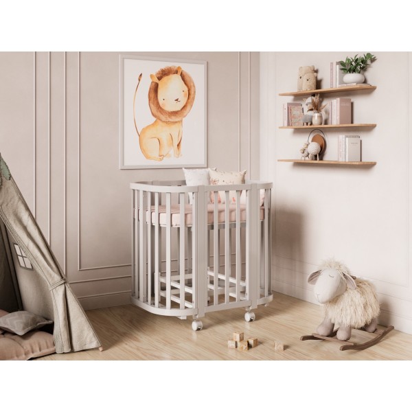 Кроватка-трансформер детская Lunna Sonata с маятником+ колеса цвет: серый