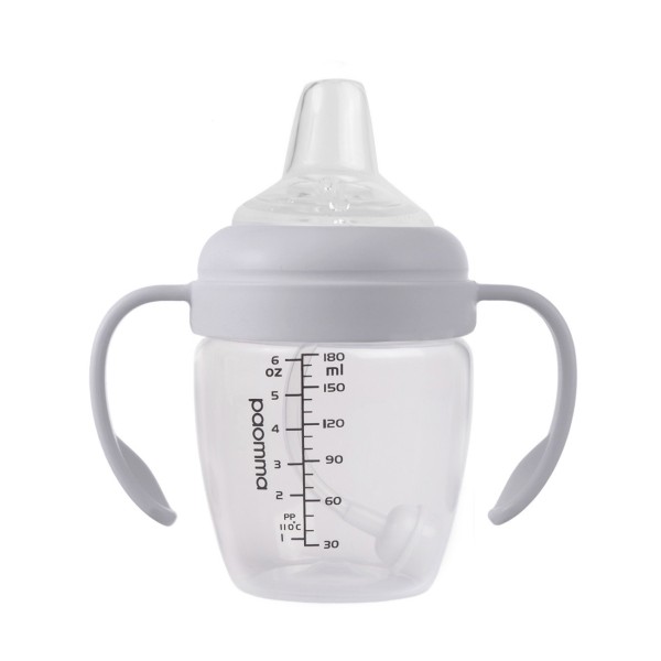 Поильник-непроливайка уточка с носиком и ручками Paomma 180 мл цвет: light grey PBH115