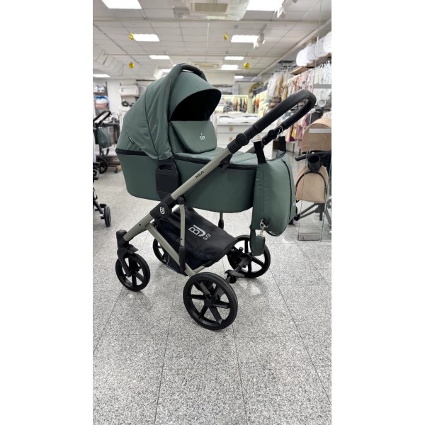 Коляска детская 2 в 1 Bjoy Mia ткань цвет: зеленый на оливковой раме 112