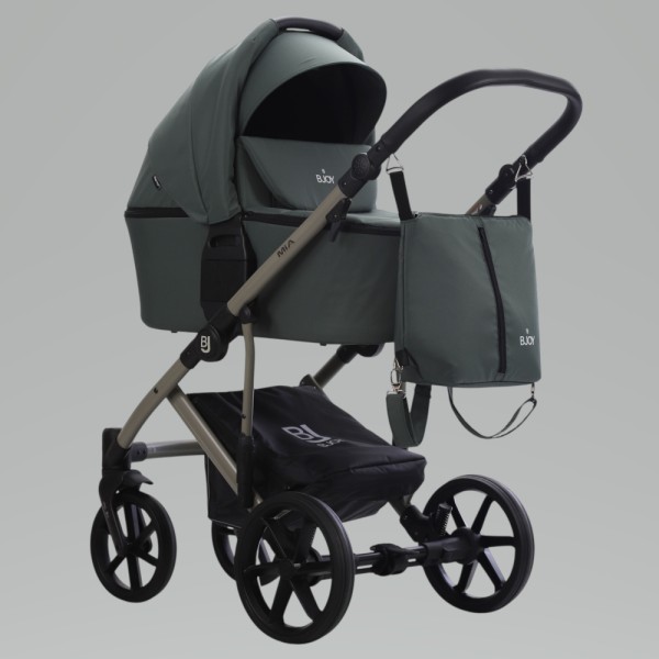 Коляска детская 2 в 1 Bjoy Mia ткань цвет: зеленый на оливковой раме 112