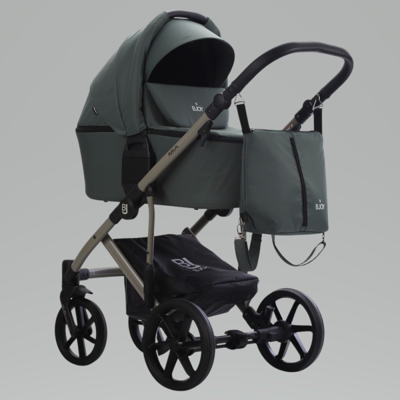 Коляска детская 2 в 1 Bjoy Mia ткань цвет: зеленый на оливковой раме 112