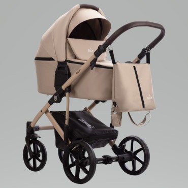 Коляска детская 2 в 1 Bjoy Mia ткань цвет: крем-брюле на бежевой раме 109