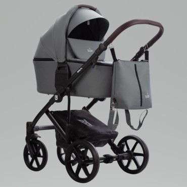 Коляска детская 2 в 1 Bjoy Mia ткань цвет: светлый графит на черной раме 111
