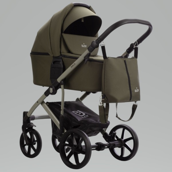Коляска детская 2 в 1 Bjoy Mia ткань цвет: оливковый на оливковой раме 107