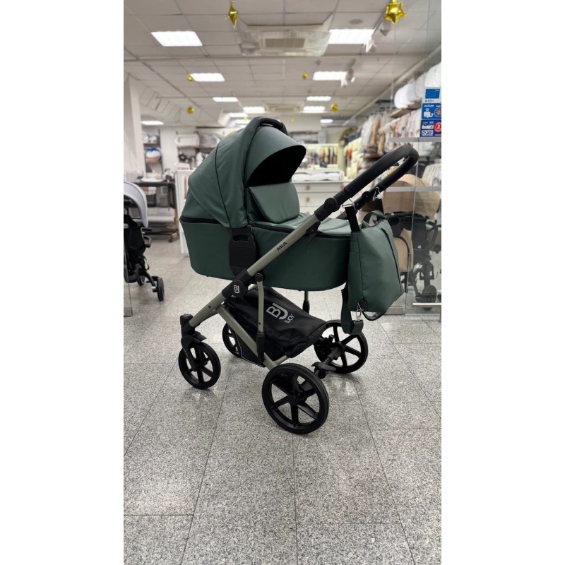 Коляска детская 2 в 1 Bjoy Mia кожа цвет: зеленая на оливковой раме 06 Коляска детская 2 в 1 Bjoy Mia кожа цвет: зеленая на оливковой раме 06