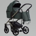 Коляска детская 2 в 1 Bjoy Mia кожа цвет: зеленая на оливковой раме 06