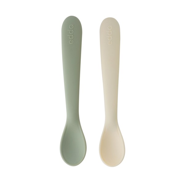 Набор силиконовых ложек для кормления Edda 2 шт цвет: Пломбир/Шалфей  SSS-01003