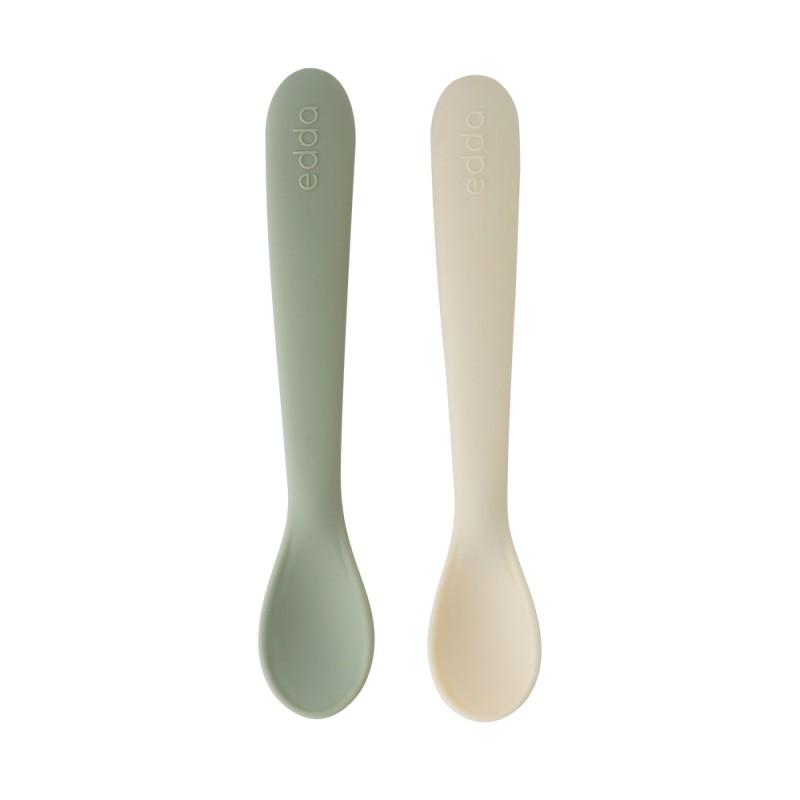 Набор силиконовых ложек для кормления Edda 2 шт цвет: Пломбир/Шалфей  SSS-01003