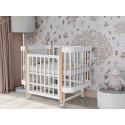 Кроватка детская  Mimi с маятником и колесами + быстросъемная стенка цвет: белый/бук