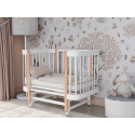 Кроватка детская  Mimi с маятником и колесами + быстросъемная стенка цвет: белый/бук