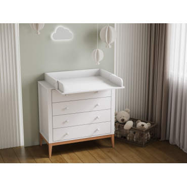 Комод пеленальный Lunna Darsi + пеленальная накладка цвет: белый/бук 900/4