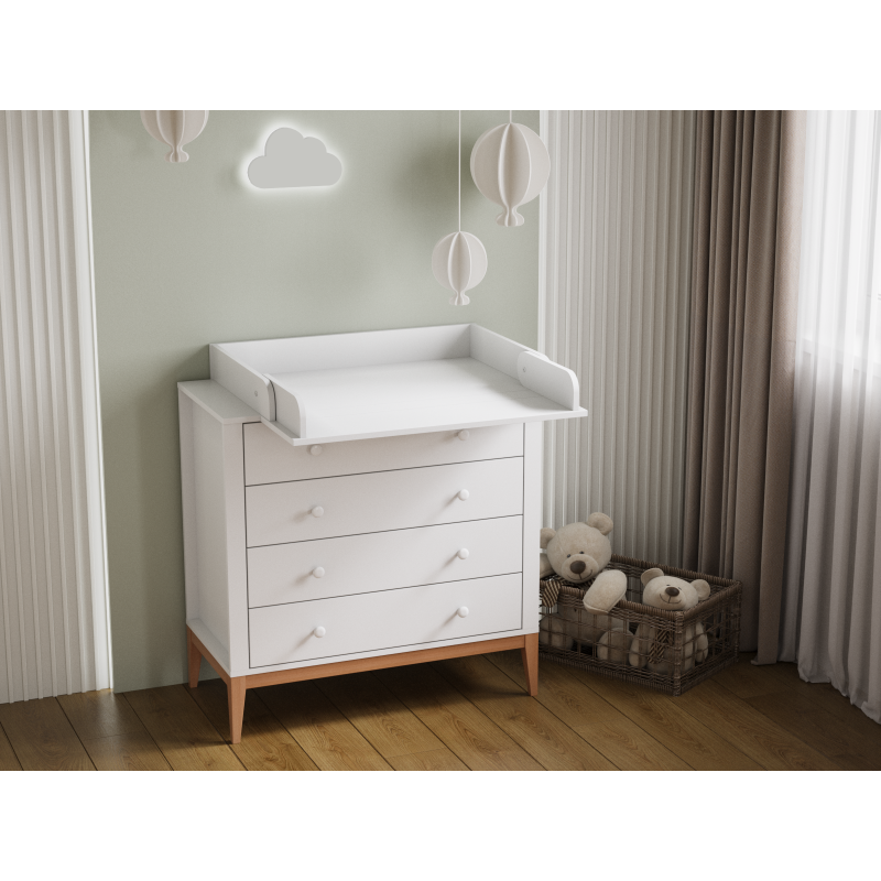 Комод пеленальный Lunna Darsi + пеленальная накладка цвет: белый/бук 900/4