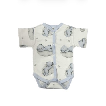 Боди с коротким рукавом на кнопках Newborn 50 см принт: мишки на облаках Т-133