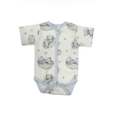 Боди с коротким рукавом на кнопках 56-62 см принт:  мишки на облаках Т-133